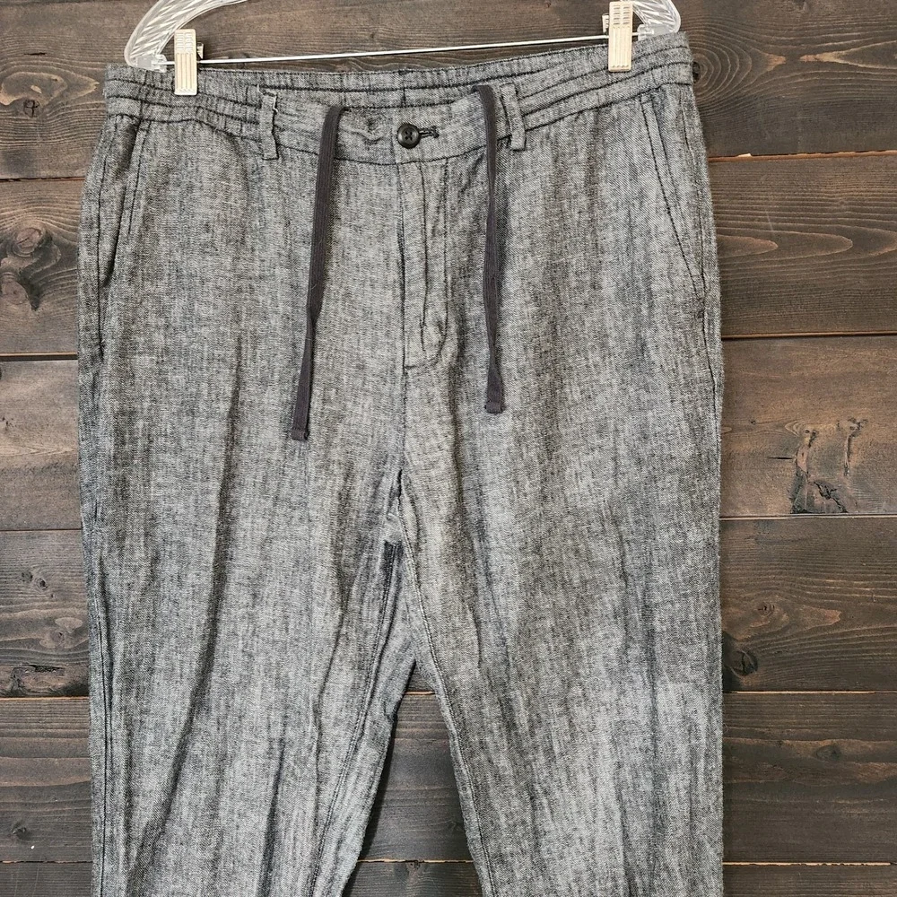 Banana Republic Linen‎ Blend Pants 36x29 Athletic Fit Gray Pull on Drawstring